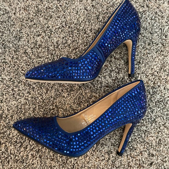 Lauren Lorraine Dazzle Navy Pointed Toe 4" Heel Slip-On Classic - Size 6.5 - Picture 6 of 9